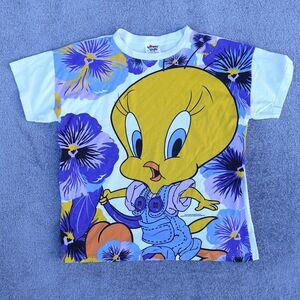 Vintage Looney Tunes Shirt Men Large Multicolor Tweety Bird Big Graphic Tee 1995